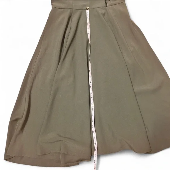 Unique Vintage Olive Green Dress with Embroidered Red Rose Applique - Picture 7 of 8